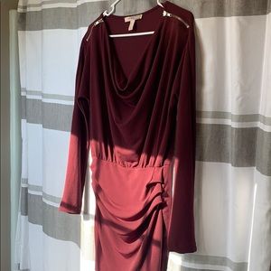 Maroon bodycon ruffled dress